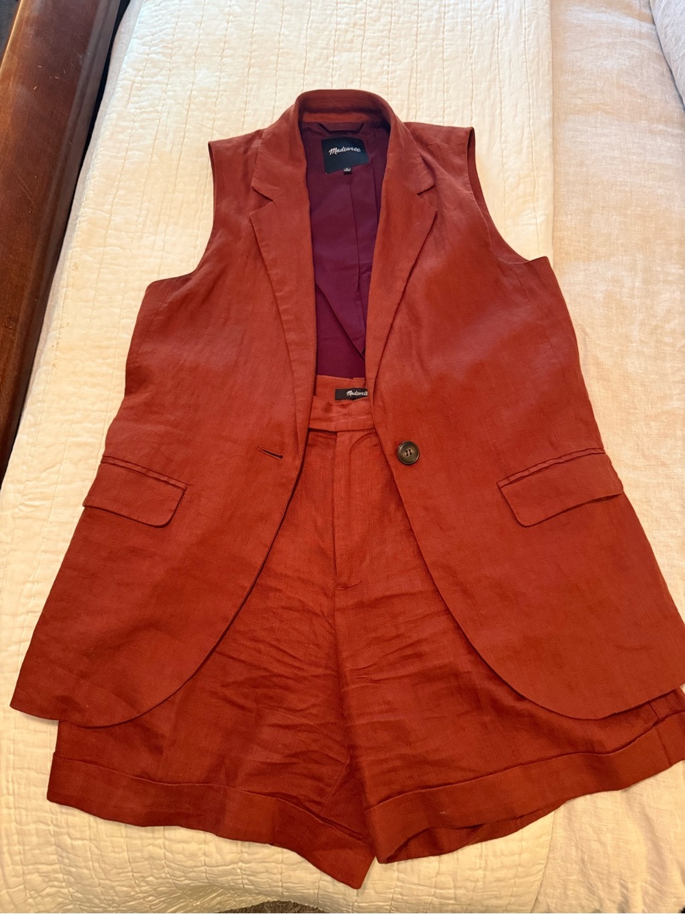 Madewell Linen Vest/Shorts suit